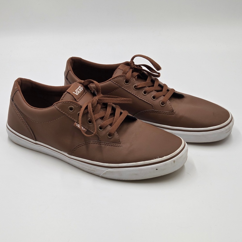 Vans Atwood Leather Brown Marshmallow Low Top Mens Sneakers Mens Size 12